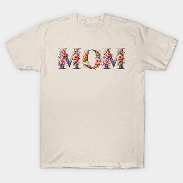 MOM Flower Text T-Shirt by Heartsake